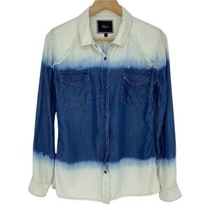 Rails dip dye blue navy white LS blouse, S